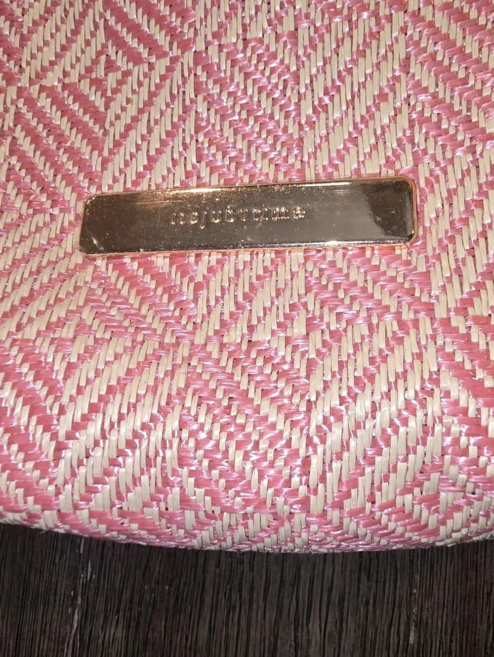 Its Judy Time Pink/white Woven Cosmetic Bag